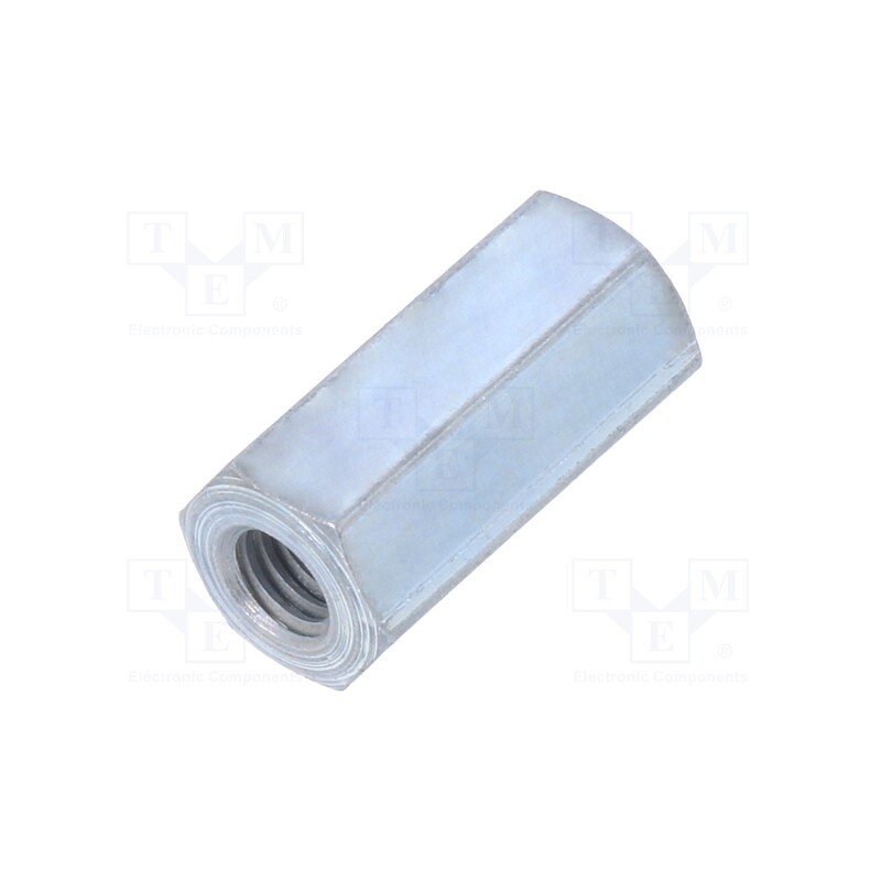 50 pcs : 126X15 - Screwed spacer sleeve, 15mm, Int.thread: M4, hexagonal, steel