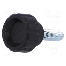 10 pcs : 6376 - Knob, Ø: 16mm, Ext.thread: M5, 16mm, H: 13mm, polyamide, knurled