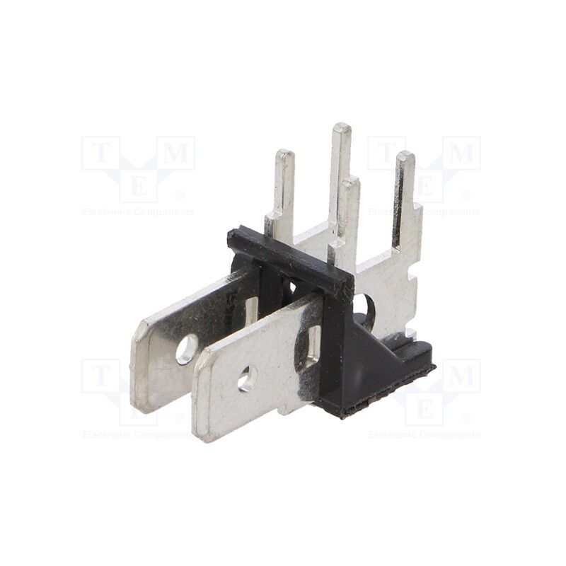 10 pcs : 7802 - Terminal: spade terminal strip, 6.4mm, 0.8mm, THT, brass, tinned