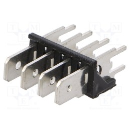 10 pcs : 7814 - Terminal: spade terminal strip, 6.3mm, 0.8mm, THT, brass, tinned