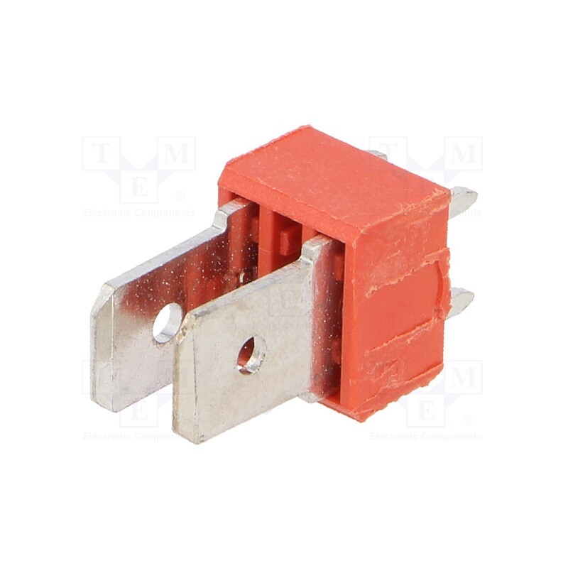 10 pcs : 7817 - Terminal: spade terminal strip, 6.4mm, 0.8mm, THT, brass, tinned