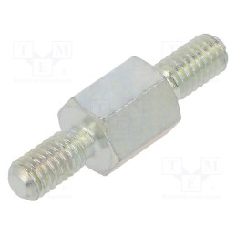 50 pcs : 426X10 - Screwed spacer sleeve, 10mm, Ext.thread: M4, hexagonal, steel