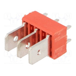 10 pcs : 7818 - Terminal: spade terminal strip, 6.4mm, 0.8mm, THT, brass, tinned