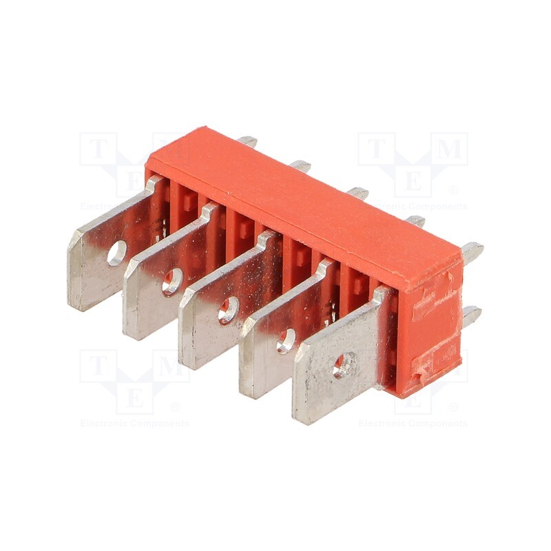 10 pcs : 7820 - Terminal: spade terminal strip, 6.4mm, 0.8mm, THT, brass, tinned