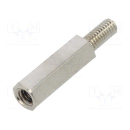 50 pcs : 2112X12 - Screwed spacer sleeve, 12mm, Int.thread: M2,5, Ext.thread: M2,5