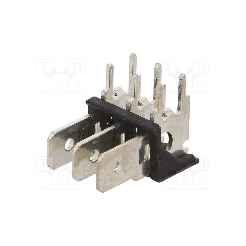 10 pcs : 7823 - Terminal: spade terminal strip, 6.4mm, 0.8mm, THT, steel, tinned