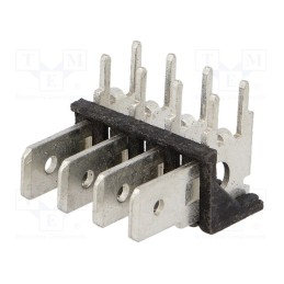 10 pcs : 7824 - Terminal: spade terminal strip, 6.4mm, 0.8mm, THT, steel, tinned