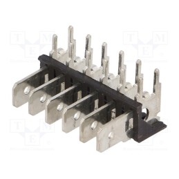 10 pcs : 7826 - Terminal: spade terminal strip, 6.4mm, 0.8mm, THT, steel, tinned