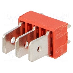 10 pcs : 7828 - Terminal: spade terminal strip, 6.4mm, 0.8mm, THT, steel, tinned