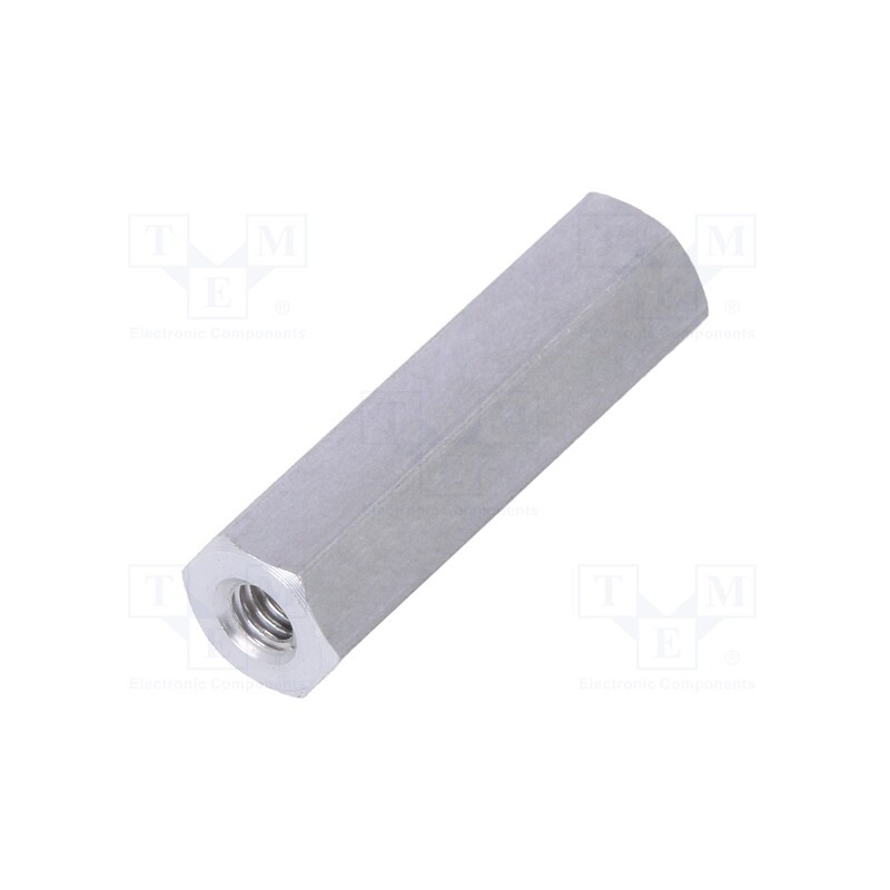 50 pcs : 132X18 - Screwed spacer sleeve, 18mm, Int.thread: M2,5, hexagonal