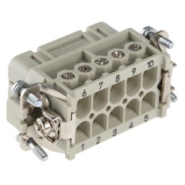 1 pcs - HARTING Heavy Duty Power Connector Insert, 16A, Female, Han A Series, 10 Contacts