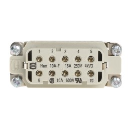 1 pcs - HARTING Heavy Duty Power Connector Insert, 16A, Female, Han A Series, 10 Contacts