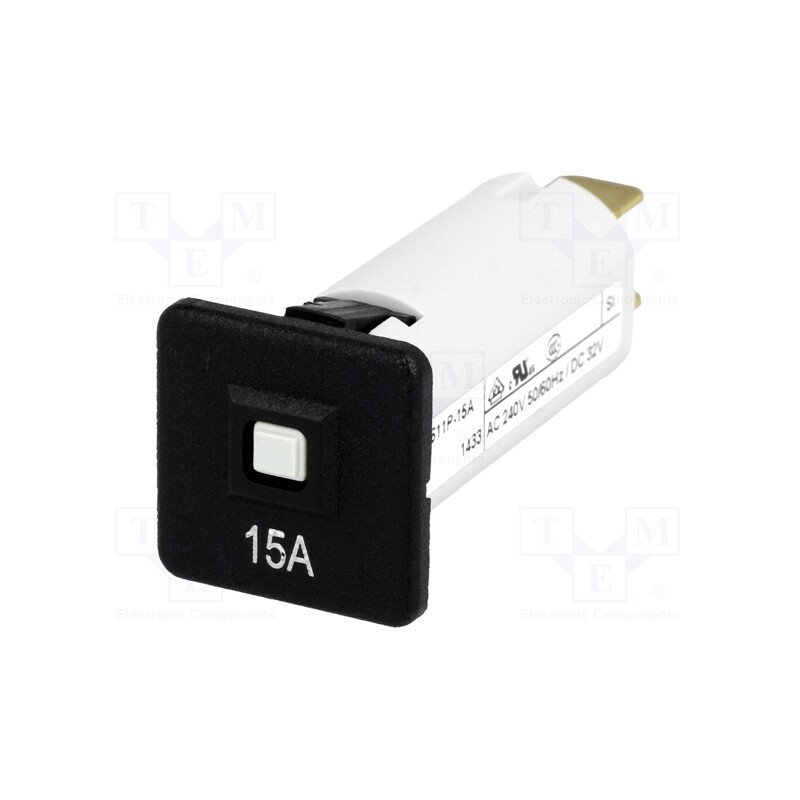 10 pcs : 4404.001 - Circuit breaker, 240VAC, 32VDC, 15A, SPST, Poles: 1, Ø16mm, 1.5kV