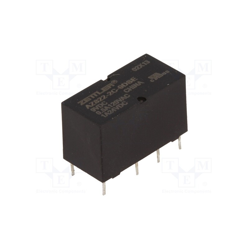 10 pcs : AZ822-2C-9DSE - Relay: electromagnetic, DPDT, Ucoil: 9VDC, 2A, 0.5A/120VAC, PCB