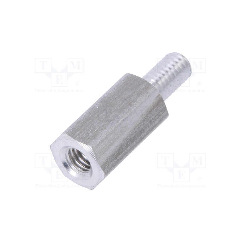 50 pcs : 234X10 - Screwed spacer sleeve, 10mm, Int.thread: M3, Ext.thread: M3
