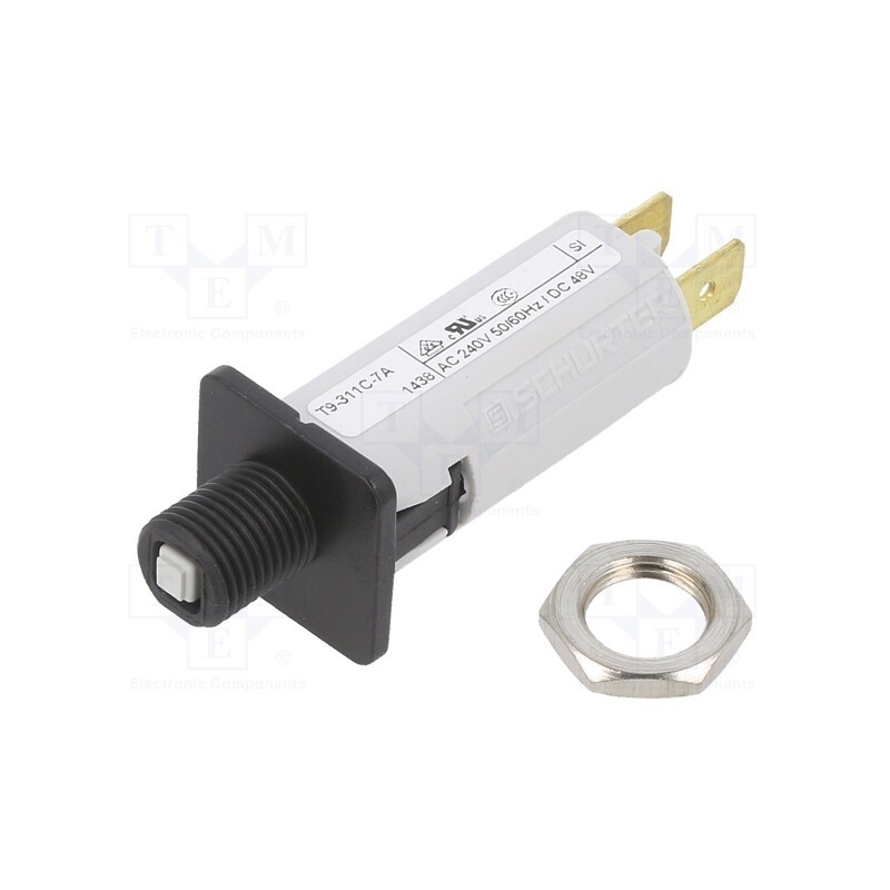 10 pcs : 4404.0027 - Circuit breaker, 240VAC, 48VDC, 7A, SPST, Poles: 1, on panel,screw