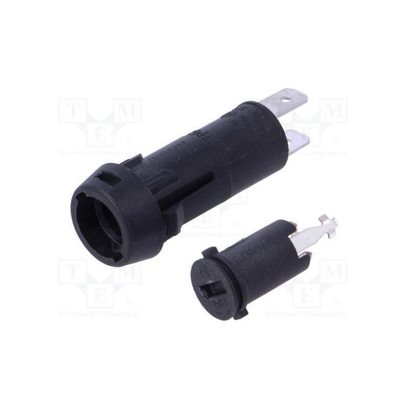 10 pcs : 3101.023 - Fuse holder, cylindrical fuses, 10A, on panel, black, 250VAC, FPG3