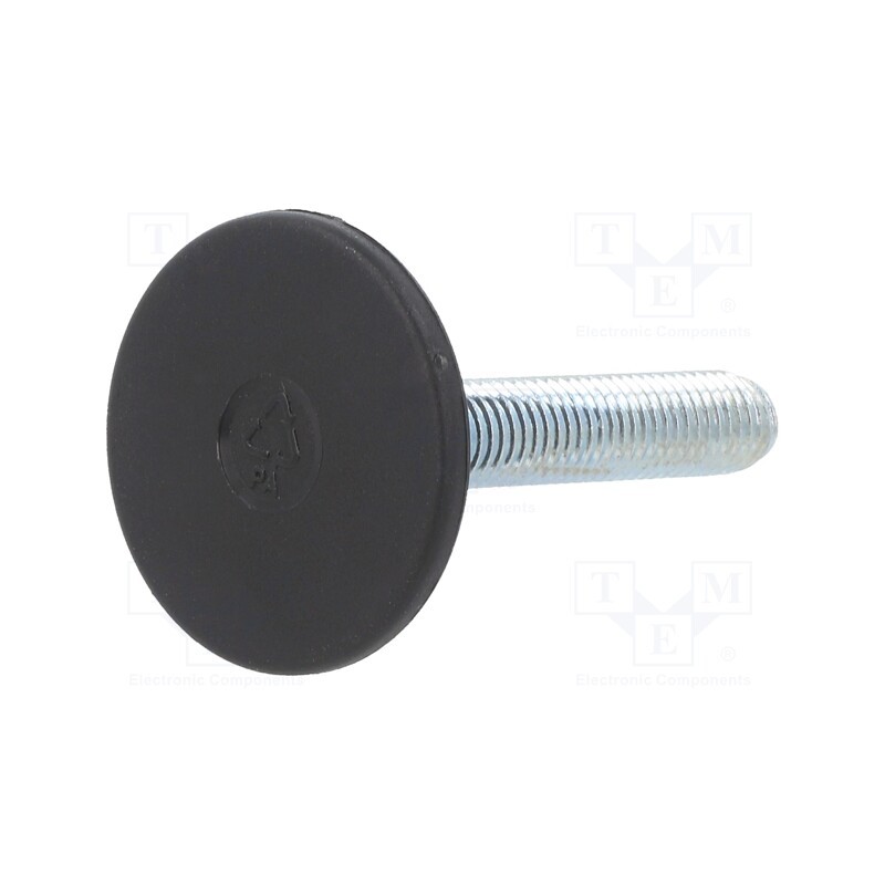 10 pcs : 431044 - Foot, rigid,with lever, Base dia: 40mm, M10, technopolymer PA