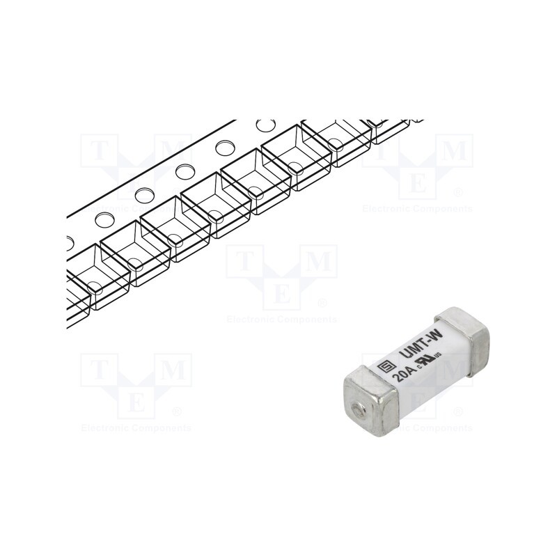10 pcs : 3-122-720 - Fuse: fuse, time-lag, 20A, 125VAC, 125VDC, SMD, ceramic, copper