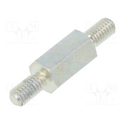 50 pcs : 426X12 - Screwed spacer sleeve, 12mm, Ext.thread: M4, hexagonal, steel