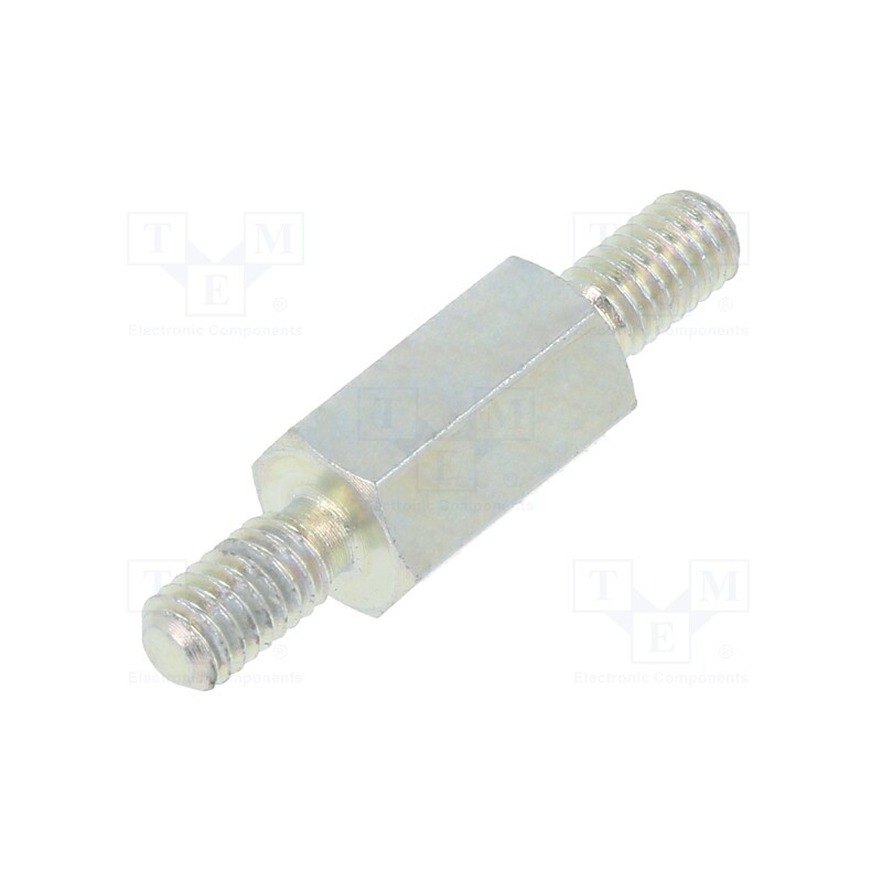 50 pcs : 426X12 - Screwed spacer sleeve, 12mm, Ext.thread: M4, hexagonal, steel