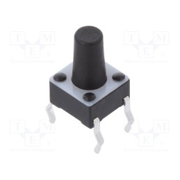 10 pcs : 1-1825910-4 - Microswitch TACT, SPST-NO, Pos: 2, 0.05A/24VDC, THT, none, OFF-(ON)