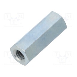 50 pcs : 126X18 - Screwed spacer sleeve, 18mm, Int.thread: M4, hexagonal, steel