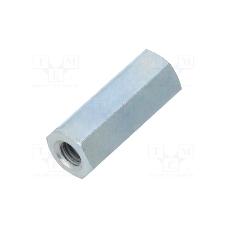 50 pcs : 126X18 - Screwed spacer sleeve, 18mm, Int.thread: M4, hexagonal, steel