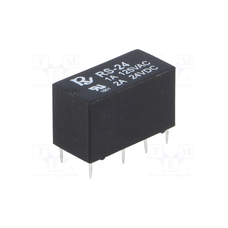 10 pcs : RS-24 - Relay: electromagnetic, DPDT, Ucoil: 24VDC, Icontacts max: 2A, PCB