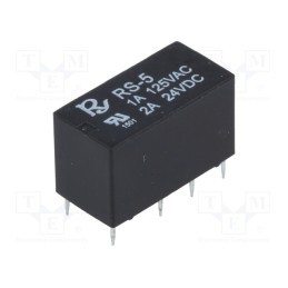 10 pcs : RS-5 - Relay: electromagnetic, DPDT, Ucoil: 5VDC, Icontacts max: 2A, PCB