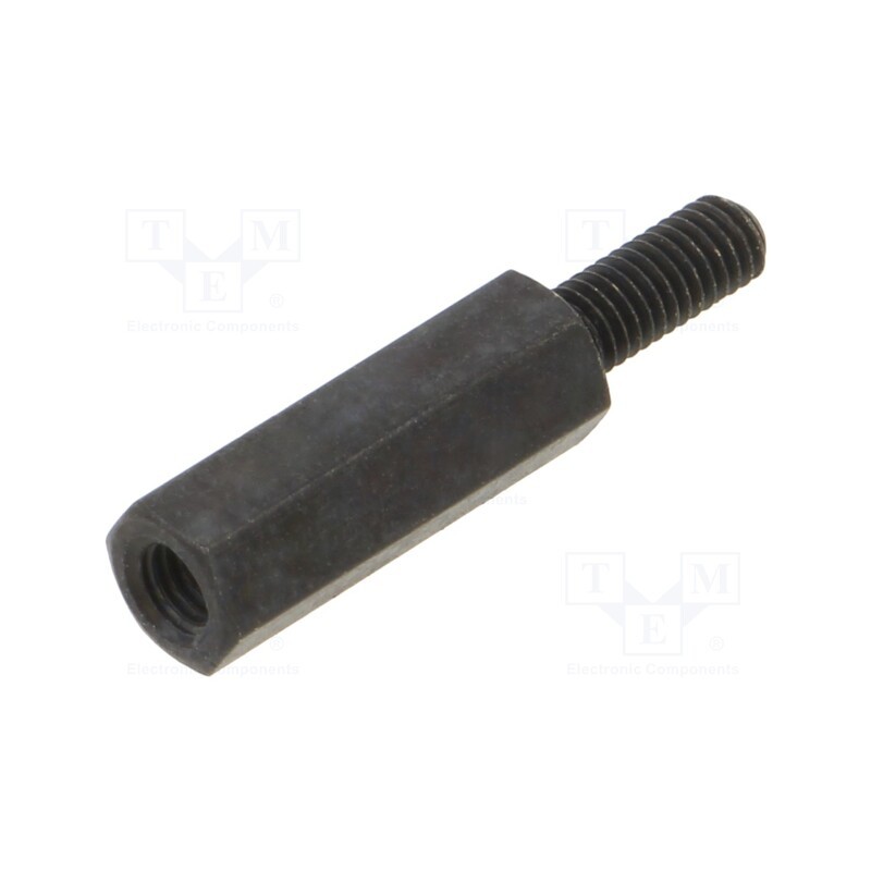 50 pcs : 213X20SW - Screwed spacer sleeve, 20mm, Int.thread: M3, Ext.thread: M3, brass