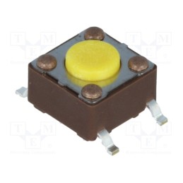 10 pcs : DTSM-61Y-V-B - Microswitch TACT, SPST-NO, Pos: 2, 0.05A/12VDC, SMT, none, 5.2N