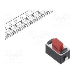 10 pcs : PTS636 SK50J SMTR LFS - Microswitch TACT, SPST-NO, Pos: 2, 0.05A/12VDC, SMT, 0.25N