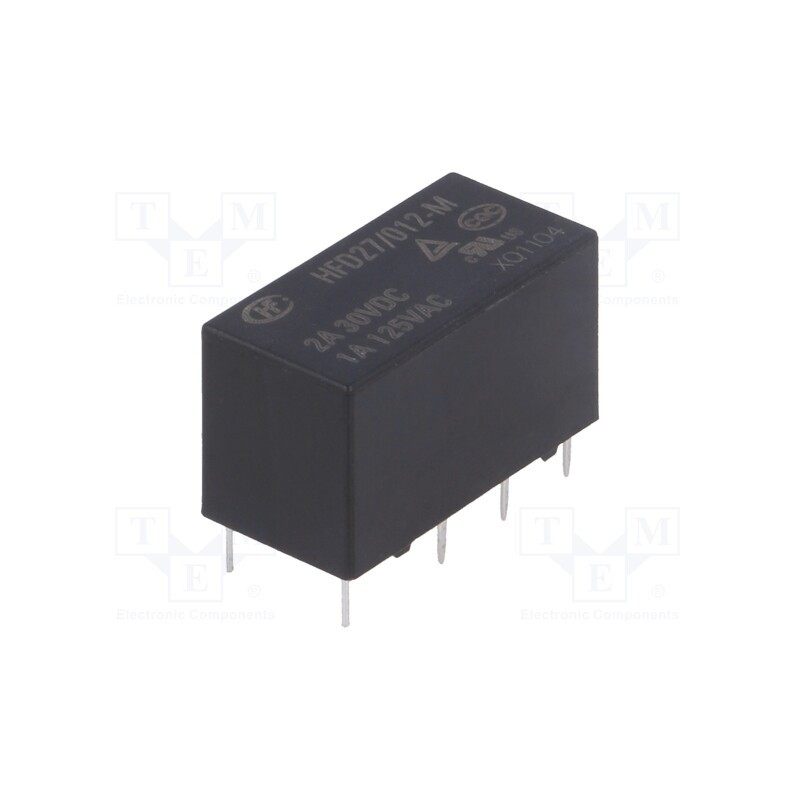 10 pcs : HFD27/012-M - Relay: electromagnetic, DPDT, Ucoil: 12VDC, 2A, 1A/125VAC, 2A/30VDC
