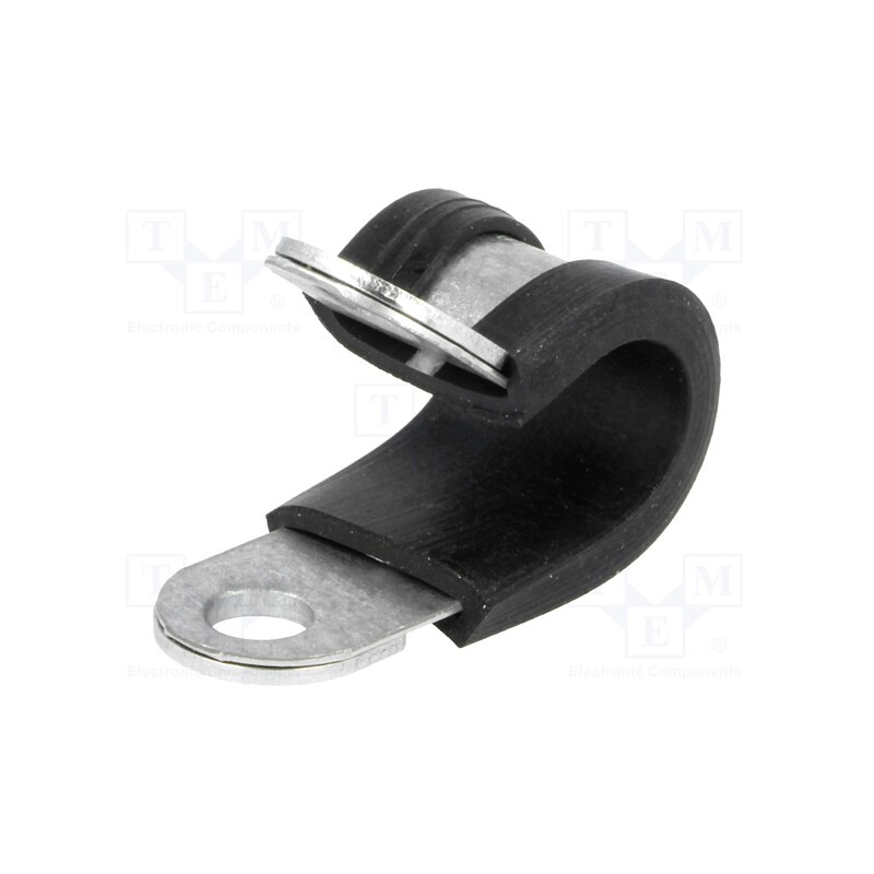 10 pcs : 61825190 - Fixing clamp, ØBundle : 10mm, W: 12mm, steel, Ømount.hole: 5.3mm