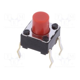 10 pcs : SKHHBYA010 - Microswitch TACT, SPST, Pos: 2, 0.05A/12VDC, THT, 2.6N, 6x6x3.5mm