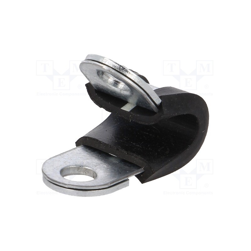 10 pcs : 61825170 - Fixing clamp, ØBundle : 6mm, W: 12mm, steel, Ømount.hole: 5.3mm