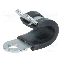 10 pcs : 61825180 - Fixing clamp, ØBundle : 8mm, W: 12mm, steel, Ømount.hole: 5.3mm