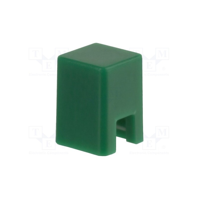 10 pcs : B32-1070 - Button, push-in, 5.5mm, -25÷70°C, square, green, 4x4mm