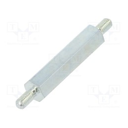 50 pcs : 425X25 - Screwed spacer sleeve, 25mm, Ext.thread: M3, hexagonal, steel