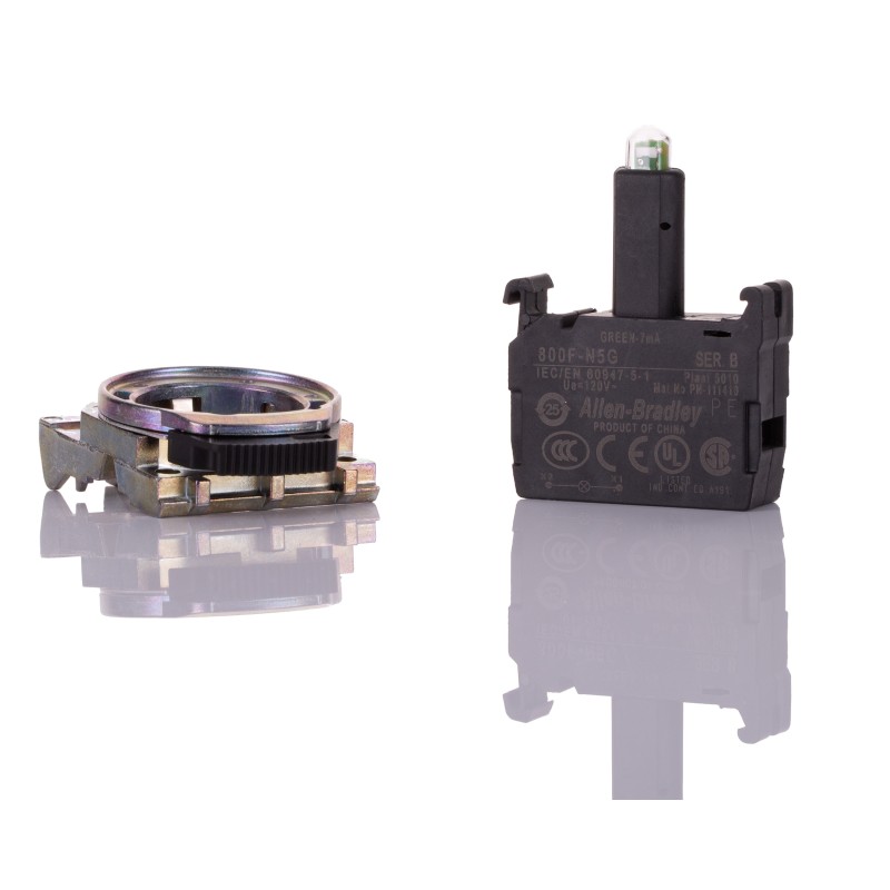 1 pcs - Allen Bradley 800F Series Light Block, 120V ac, Green Light
