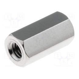 50 pcs : 113X10 - Screwed spacer sleeve, 10mm, Int.thread: M3, hexagonal, brass