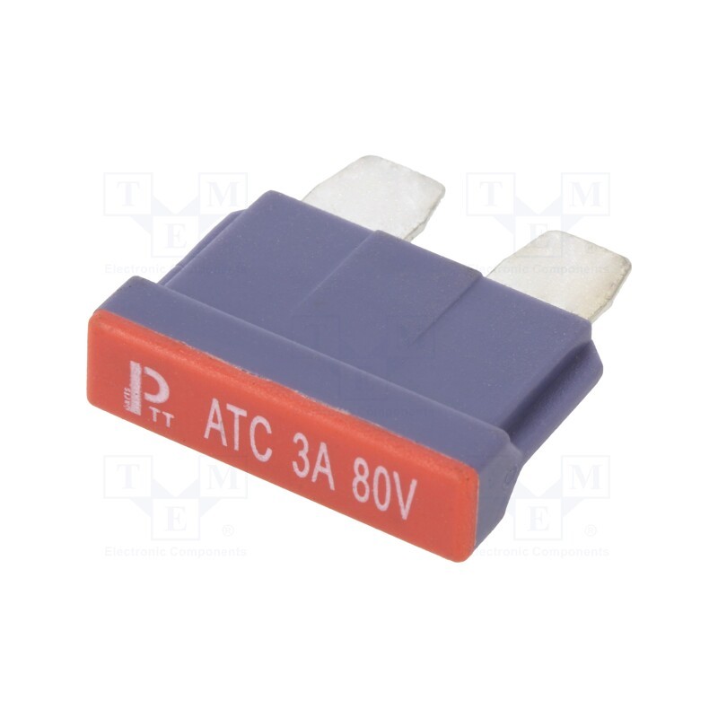 10 pcs : 340022-80V - Fuse: fuse, 3A, 80VDC, automotive, 19mm, copper, tinned