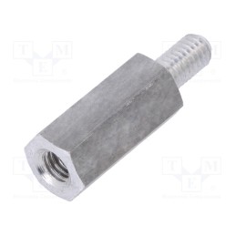 50 pcs : 234X12 - Screwed spacer sleeve, 12mm, Int.thread: M3, Ext.thread: M3