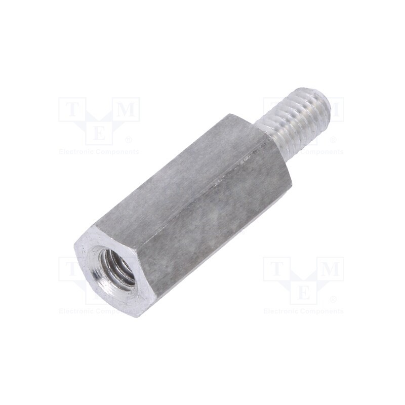 50 pcs : 234X12 - Screwed spacer sleeve, 12mm, Int.thread: M3, Ext.thread: M3