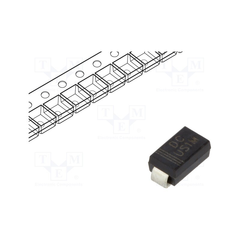 20 pcs : US1M - Diode: rectifying, SMD, 1kV, 1A, 100ns, SMA, Ufmax: 1.7V, Ifsm: 30A