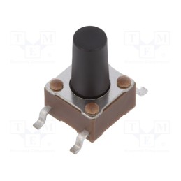 10 pcs : 3-1437566-8 - Microswitch TACT, SPST-NO, Pos: 2, 0.05A/24VDC, SMT, none, 1.57N