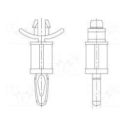 50 pcs : 8G814V42029 - PCB distance, polyamide 66, L: 15.9mm, latch/latch, natural