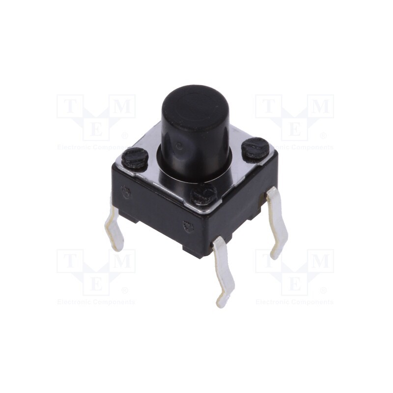 10 pcs : SKHHBVA010 - Microswitch TACT, SPST, Pos: 2, 0.05A/12VDC, THT, 1N, 6x6x3.5mm, 7mm