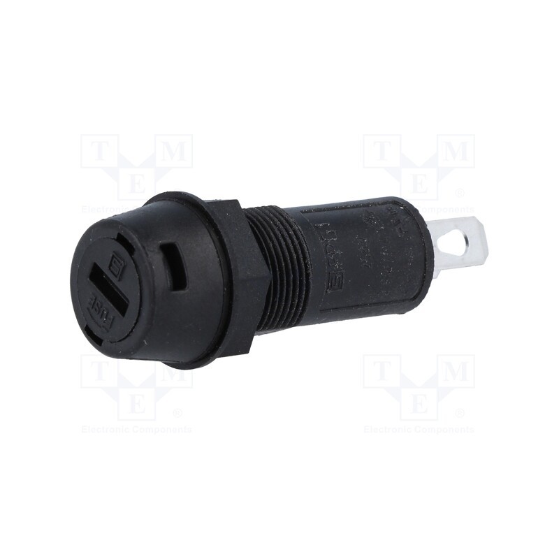 10 pcs : 3101.011 - Fuse holder, cylindrical fuses, 5x20mm, 10A, on panel, black, FPG1